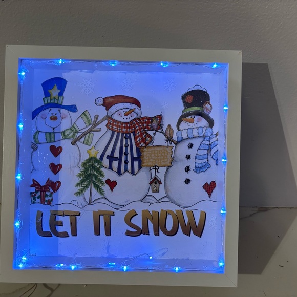 Snowman LED Light Box with Blue Accents - Picture 2 of 6